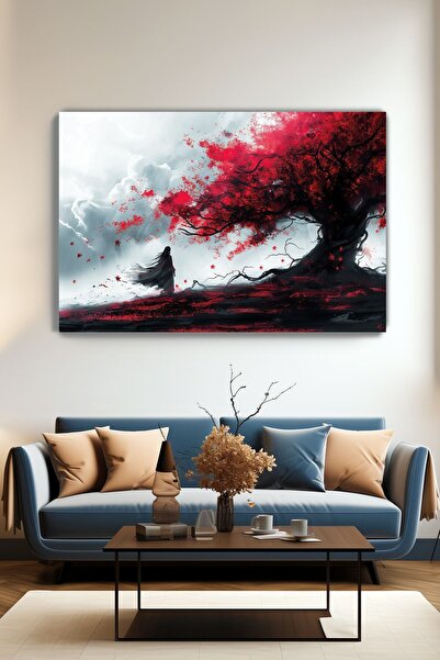 KanvasSepeti Pictură murală pe pânză cu copac roșu - Decor pentru casă, sufra...