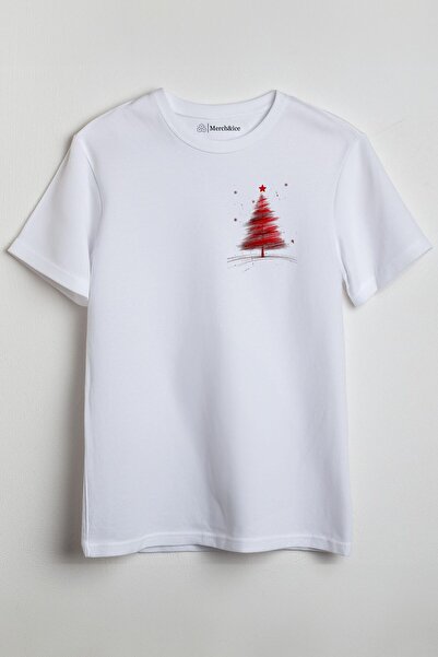 Merch&ice Crveno crtež božićnog drvca Štampano unisex T-shirt