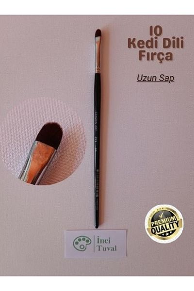 Cenova Art Professional Number 10 Cat Tongue - Long Handle, Natural Bristle Oil, Acrylic Paint