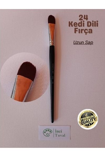 Cenova Art Number 24 Professional Cat Tongue - Long Handle, Natural Bristle Oil, Acrylic Paint