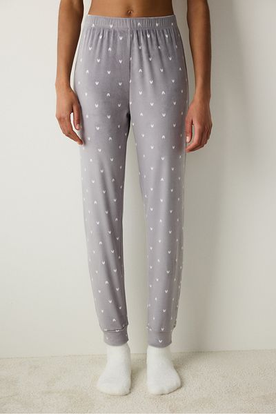 Penti Tiny Hearts Fuzzy Pantaloni gri închis Pantaloni de pijama
