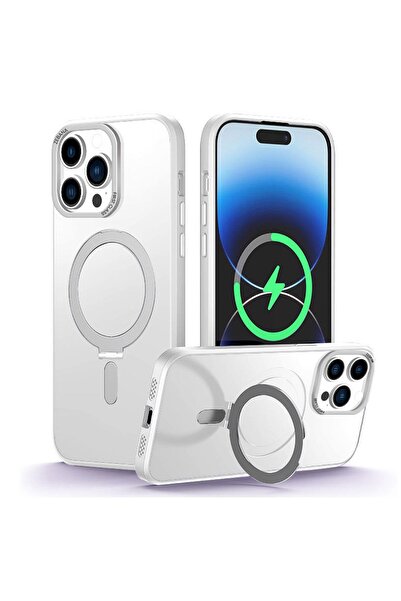 Zebana Apple iPhone 15 Pro Uyumlu Kılıf First Class Standlı Silikon Kılıf Kab...