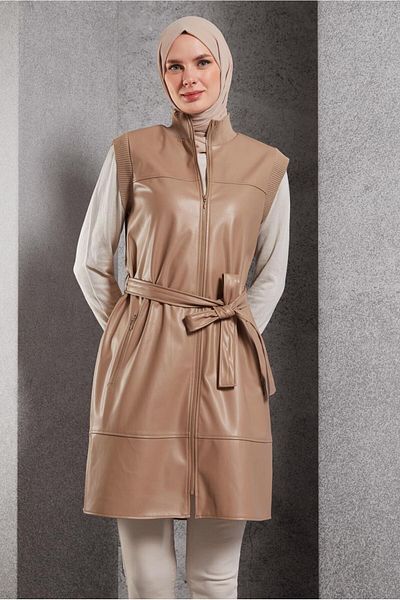 Alvina Sunny Leather Vest with Birds 45239