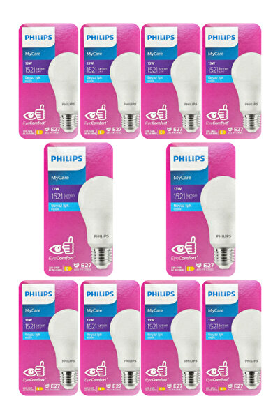 Philips 13W (100W) 6500K (Beyaz Işık) E27 Duylu Led Ampul (10 Adet)