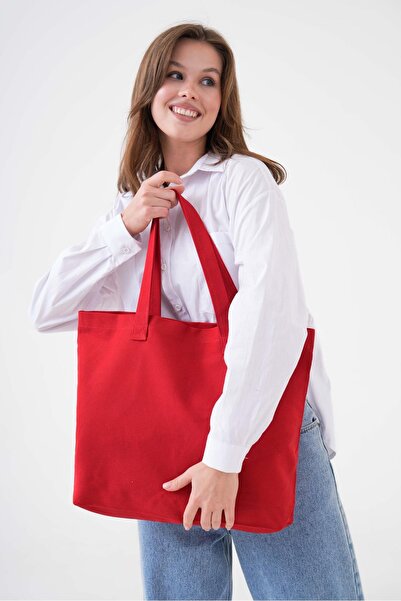 Unprinted Red Horizontal Canvas Bag