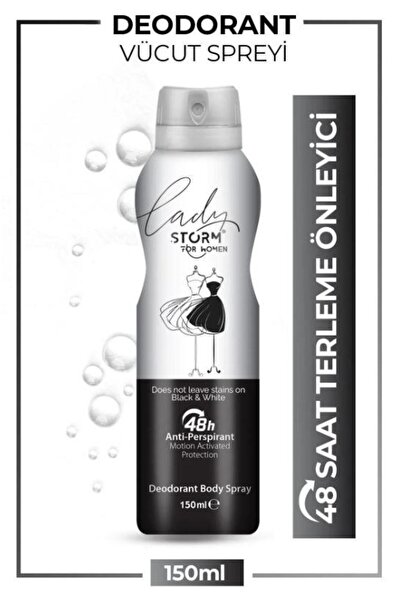 Lady Storm Kadın Deodorant Sprey Terleme Önleyici Ve Koku Giderici Black & Wh...