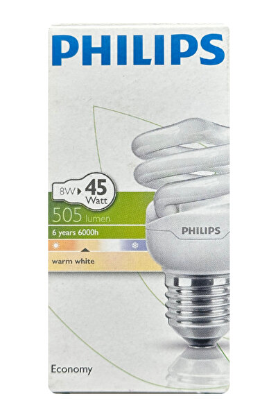 Philips 8W (45W) 2700K (Sarı Işık) E27 Duylu (Kalın Duy) Floresan Ampul