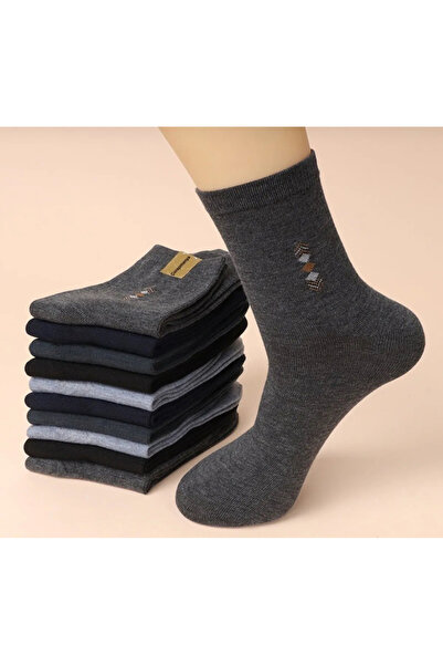 Genel Markalar 6 Çift Siyah Lacivert Antrasit Desenli Erkek Soket Çorap Ekonomik
