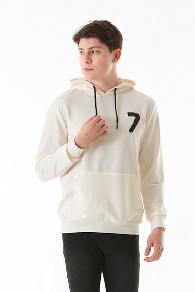 Fulla Moda 7 Printed Kangaroo Pocket Hooded Sweatshirt