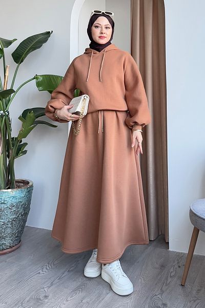 InStyle Σετ Camel με φούστα με μπαλόνι μανίκι