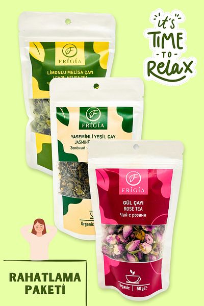 Frigia Relax Pack - Rose Tea and Lemon Meliş 20g + Green Tea with Jasmine 50g