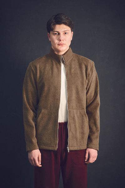 Fulla Moda Zippered Stand Collar Fleece Sweatshirt