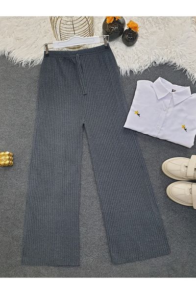 Modamorfo Smoked Loose Ribbed Trousers - Lacing Detail