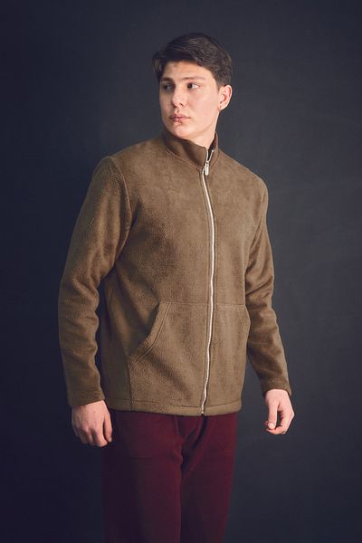 Fulla Moda Zippered Stand Collar Fleece Sweatshirt