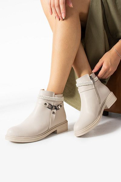 Moda Devrin Beige Women's Boots - Zippered