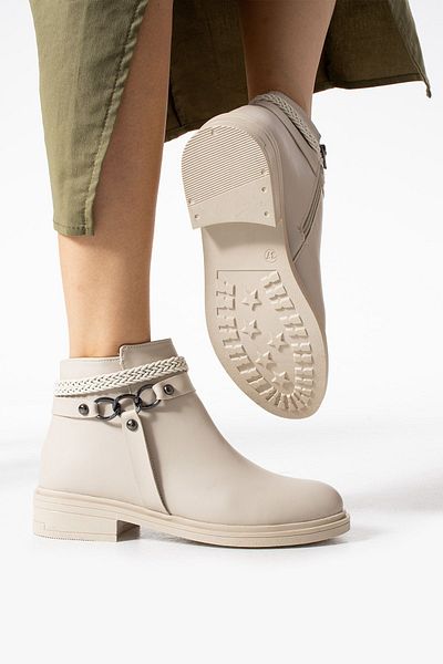 Moda Devrin Beige Women's Boots - Zippered