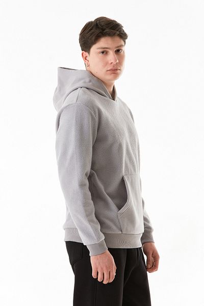 Fulla Moda Λούτρινο φούτερ με κουκούλα καγκουρό με 3 νήματα