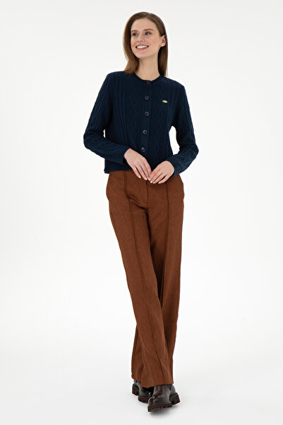 U.S. Polo Assn. Kadın Kahverengi Loose Fit Kanvas Pantolon 50290500-VR029