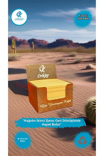 ORCOPY Orkuş 8X8 Dough 70 Grams 500 Pieces Eye-Free Memo Pad Cube Note