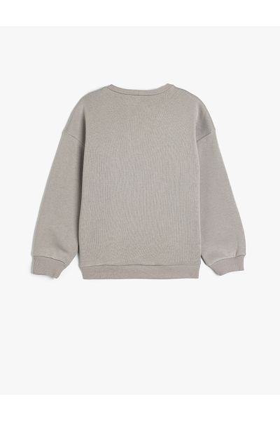 Koton Teddy Bear Printed Crew Neck Long Sleeve Sweatshirt