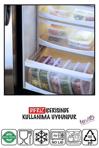 Fevito Set of 4 Storage Containers, Which Can Be Used in Microwave and Freezer, White S-410