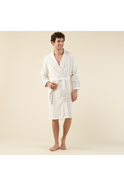 Chakra Derin Unisex Bornoz Ekru/mango