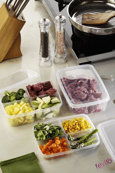 Fevito Storage Container Set 3 Pieces White S-413 That Can Be Used in Microwave and Freezer