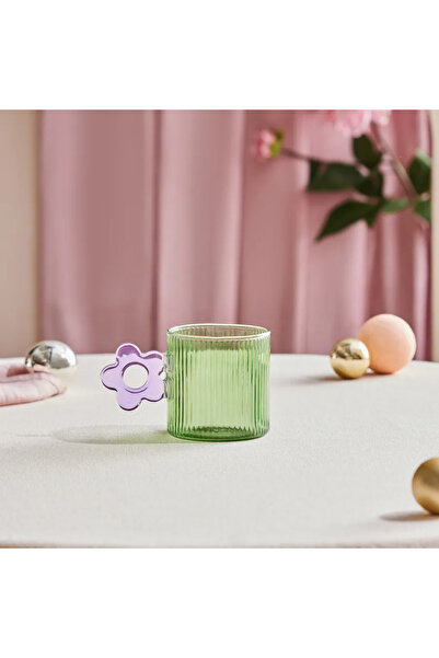 Karaca Miracle, Glass Mug, 360ML, Blue Flower