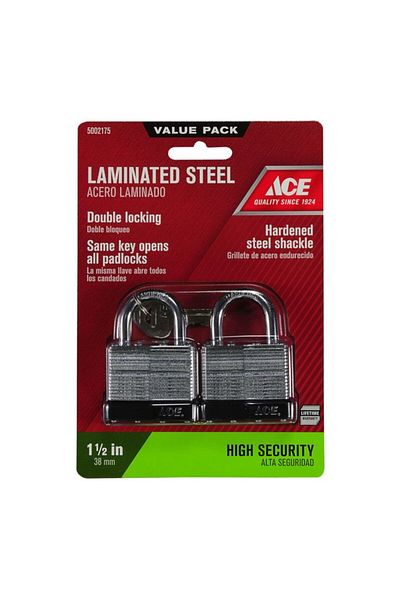 ACE Laminated Steel Double Locking Keyed Alike Padlock 1.5inch