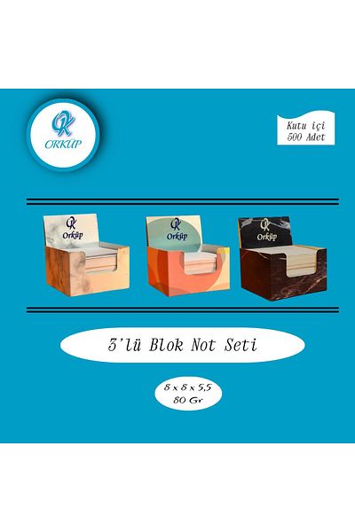 ORCOPY Orkup 8X8 1St Dough 80Gram 3 Pack 3X500 Pieces Memo Pad Cube Block Note White (0.57 kg)