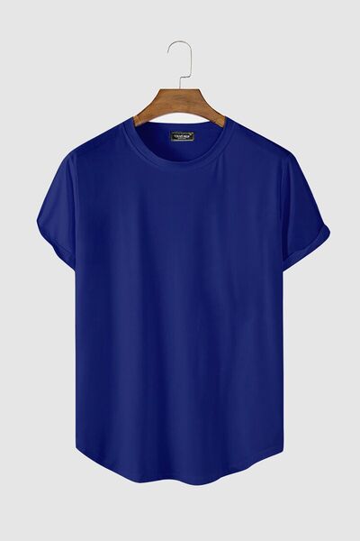 ADEGO Men's Blue Oval Cut Crew Neck T-Shirt