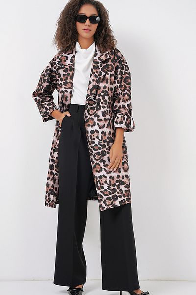 Bigdart 9104 Double Breasted Neckline Lined Trench Coat - C. Brown