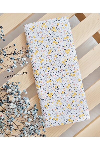 ilmekhobievi قماش بوبلين مزين بالزهور المقرمشة أصفر 100% قطن 50x170 سم (قطعة واحدة)