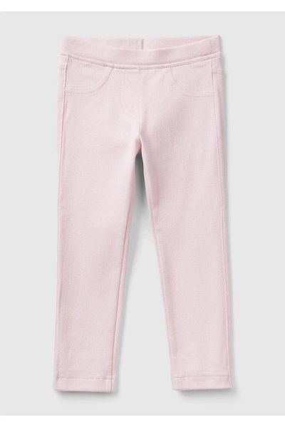 United Colors of Benetton Girl's Logo Embroidered Elastic Waist Slim Fit Trousers E00X