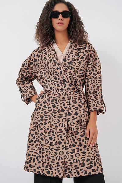 Bigdart 9104 Double Breasted Neckline Lined Trench Coat - Brown