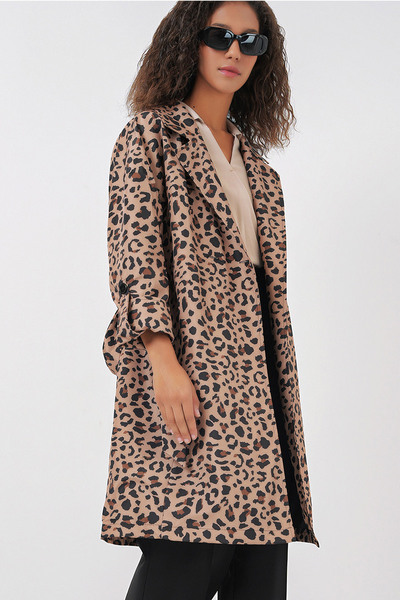 Bigdart 9104 Double Breasted Neckline Lined Trench Coat - Brown