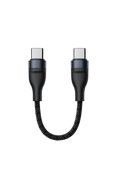 Polham 25CM 66W Süper Hızlı PD Type C to Type C Şarj Kablosu, Kısa Halat Örgülü Kopmaz Kırılmaz Kabl