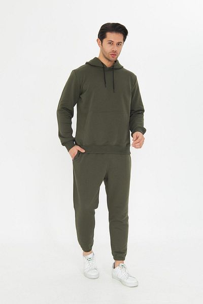 TRENDHİLL Unrival 3 Yarn Cotton Basic Hooded Unisex Tracksuit Set 5737