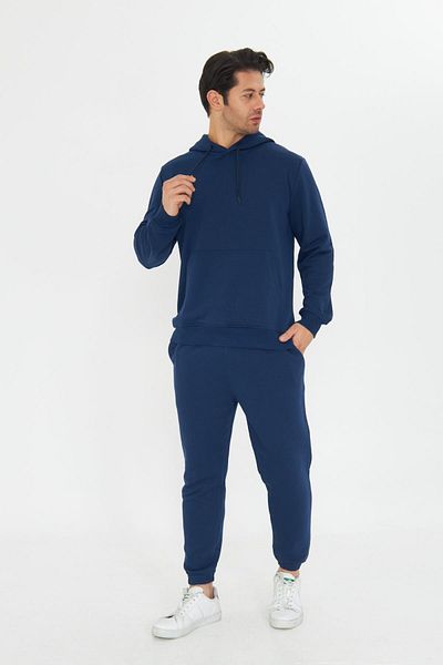 TRENDHİLL Unrival 3 Yarn Cotton Basic Hooded Unisex Tracksuit Set 5737
