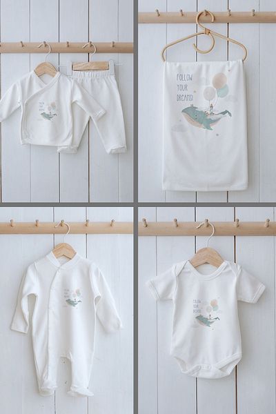 Tuğba Kuğu Organic 11-Piece Hospital Release - Little Baby - Blue Dreams