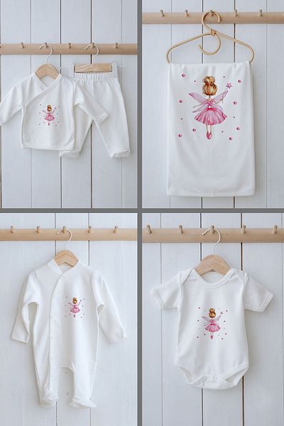 Tuğba Kuğu Organic 11-Piece Hospital Release - for Baby - Pink Fairy
