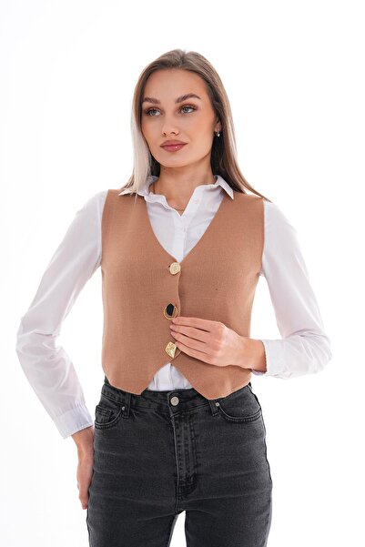 ŞİMAL Women's Metal Button Detailed Vest 255100 -