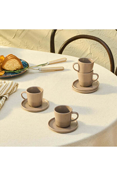 Karaca Eric, 8 Piece Espresso Turkish Coffee Cup Set for 4 People, 88ML