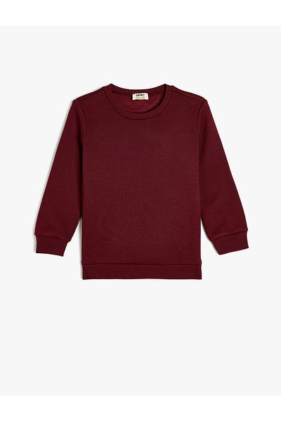Koton Cotton Raised Crew Neck Long Sleeve Basic Sweatshirt