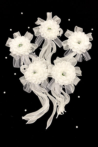 ZEYMERADE Beyaz Gri Ortanca Bohça Süsü, Damat Gelin Çeyiz Düğün Nikah Nişan K...