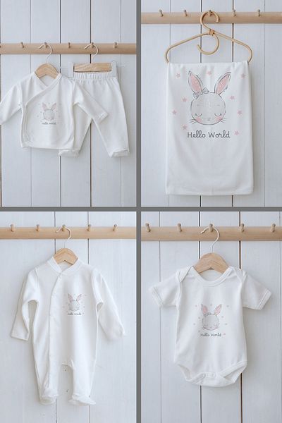 Tuğba Kuğu 11-Piece Organic Hospital Release - Pink Eared Baby Bunny