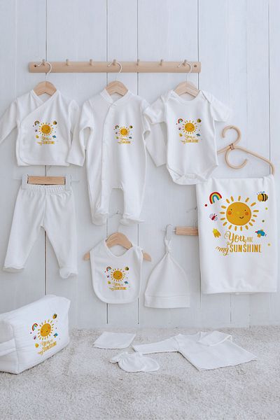 Tuğba Kuğu Pack of 11 Organic Hospital Outlets - Laughing Pastel Sun for Baby