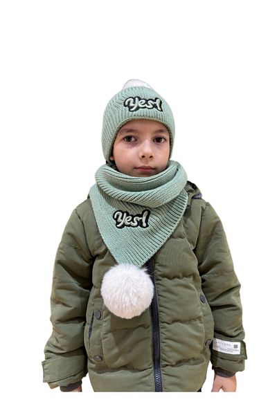 Benittokids 7019 Model Beret Scarf Set - Children's Text Detailed