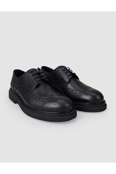 Cabani 100% Genuine Leather Black Men's Casual Shoes