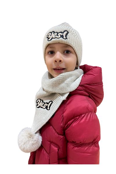 Benittokids Set eșarfă beretă model 7019 - Detaliu text pentru copii